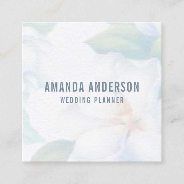 Elegant White Floral Minimalist | Business Card (Front)