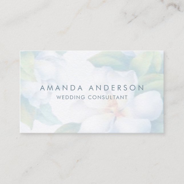 Elegant White Floral Minimalist | Business Card (Front)