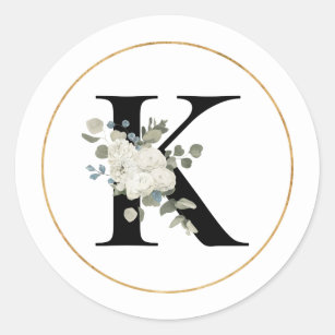 Floral Initial Letter K, Monogram Sticker for Sale by PinkLotusArt