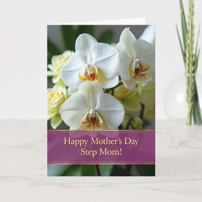 Elegant White Floral Mothers Day Card (Front)