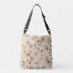 Elegant White Floral Olive Gold Botanical Pattern Crossbody Bag