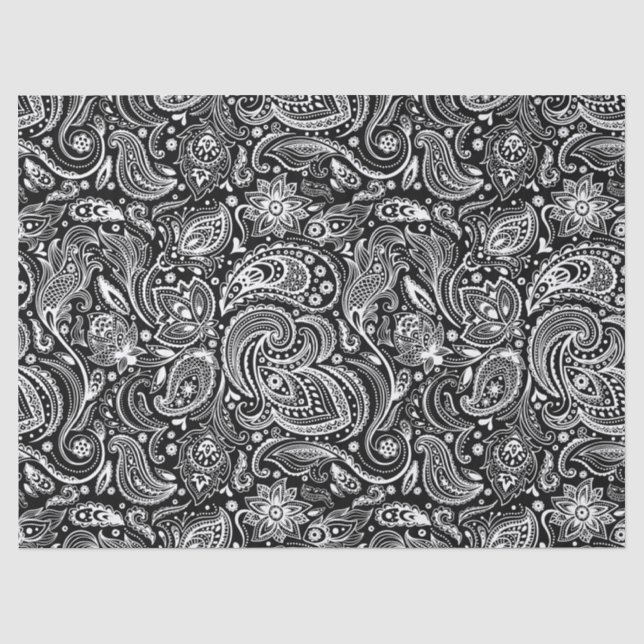 Elegant White Floral paisley On  Background Tissue Tissue Paper (Front)