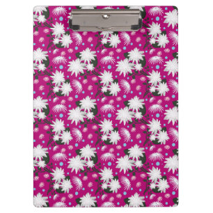 Elegant White Floral Pattern Botanical Design Clipboard