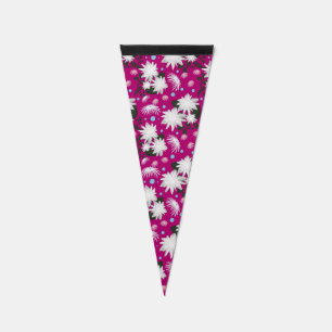 Elegant White Floral Pattern Botanical Design Pennant Flag