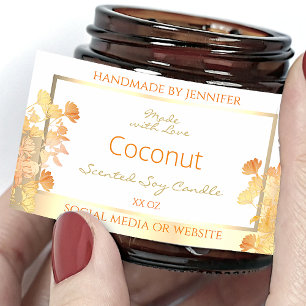 Elegant White Floral Product Packaging Labels Gold