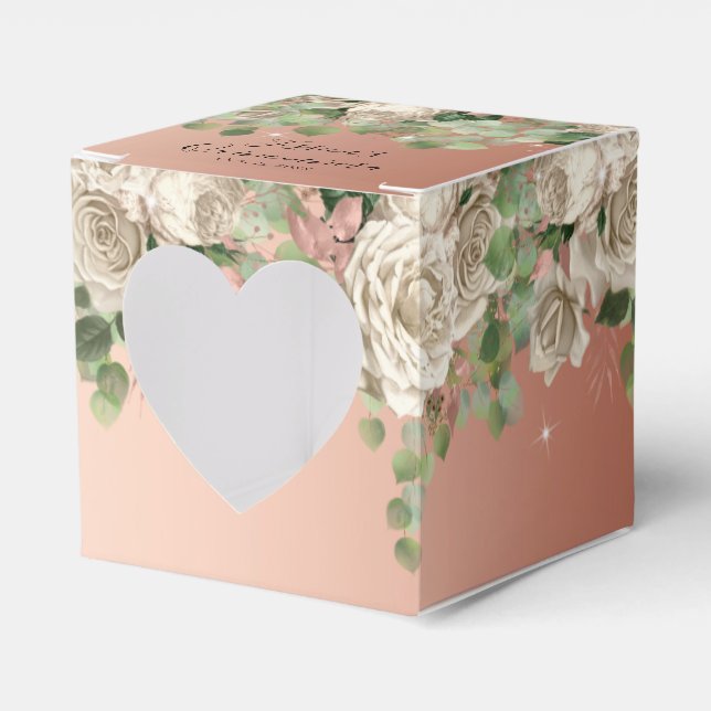 Elegant White Floral Quinceanera Favor Box (Front Side)