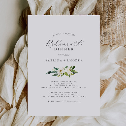 Elegant White Floral Rehearsal Dinner