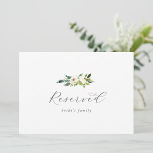 Elegant White Floral Reserved Sign