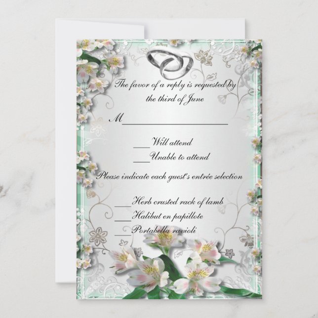 Elegant White Floral Response Card (Front)