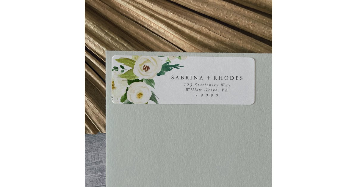 Elegant White Floral Return Address Label | Zazzle