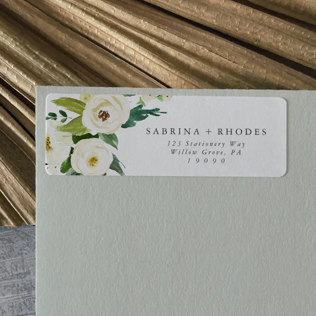 Elegant White Floral Return Address Label | Zazzle