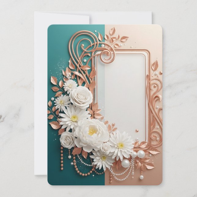 Elegant White Floral Rose Gold Frame (Front)