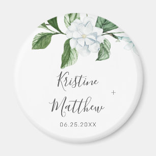 Elegant White Floral Sage Greenery Wreath Wedding Magnet