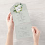 Elegant White Floral | Sage Mint Monogram Wedding All In One Invitation