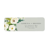 Elegant White Floral | Sage Mint Return Address Label (Front)