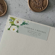 Elegant White Floral | Sage Mint Return Address Label at Zazzle