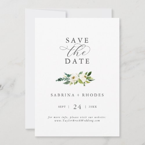 Elegant White Floral Save the Date