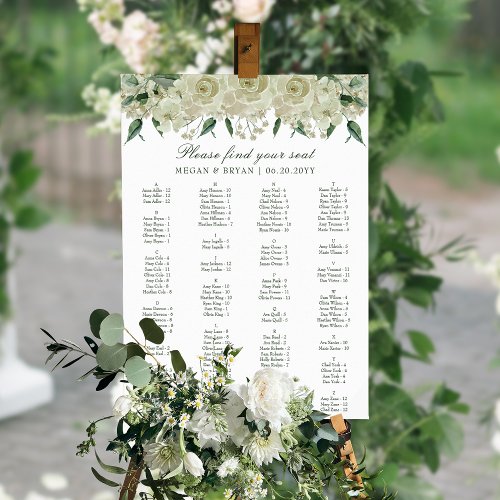 Elegant White Floral Simple Wedding Seating Chart