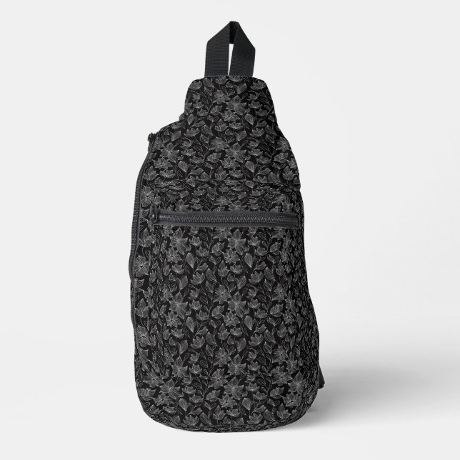 Elegant White Floral  Sling Bag (Front)
