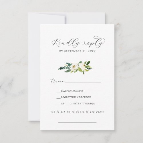 Elegant White Floral Song Request RSVP Card