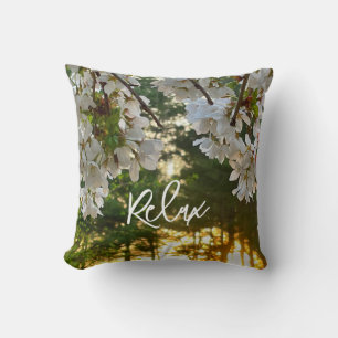 Elegant white floral sunrise sunset throw pillow