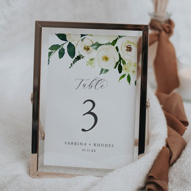 Elegant White Floral Table Number (Creator Uploaded)