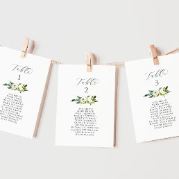 Elegant White Floral Table Number Seating Chart