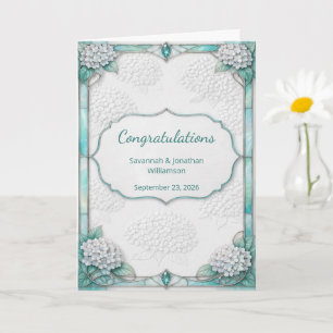 Elegant White Floral Teal Wedding Congratulations Card