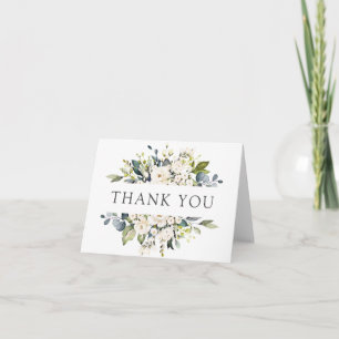 Elegant White Floral Thank You Card