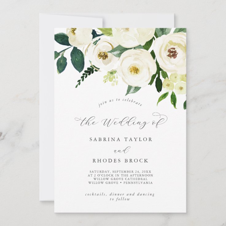 Elegant White Floral The Wedding Of Invitation | Zazzle