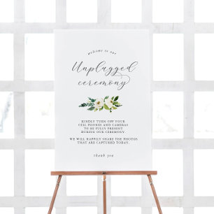 Elegant White Floral Unplugged Ceremony Sign