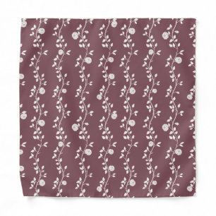Elegant White Floral Vine Pattern in Dusty Mauve Bandana