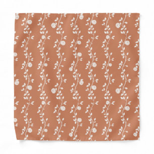 Elegant White Floral Vine Pattern on Pink Clay Bandana