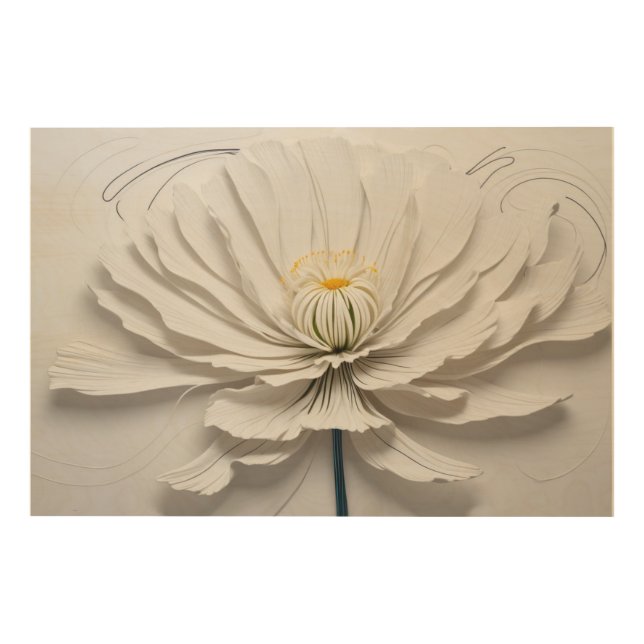 "Elegant White Floral Wall Art" Wood Wall Art (Front)