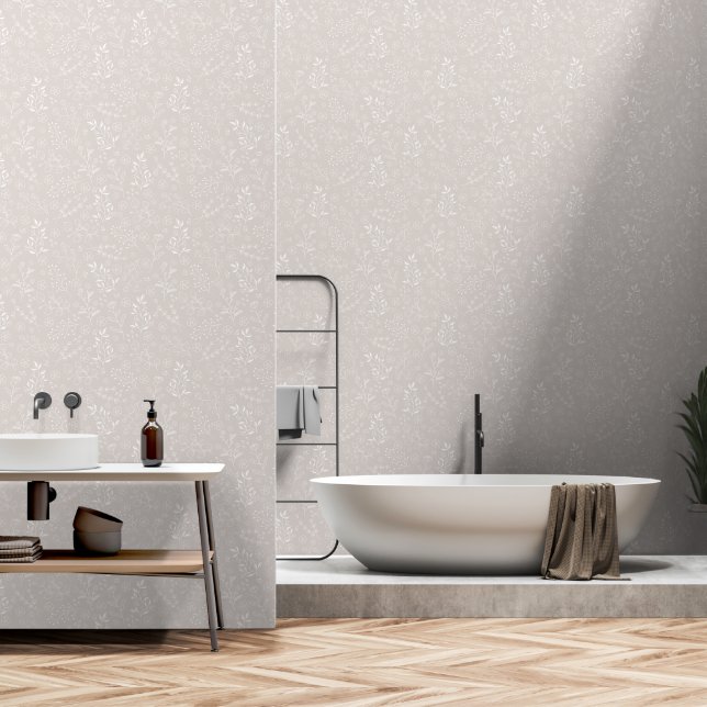 Elegant White Floral Wallpaper (Bathroom)