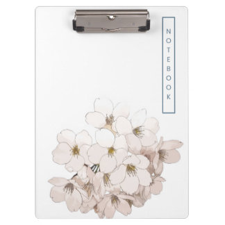 Elegant white Floral Watercolor Clipboard