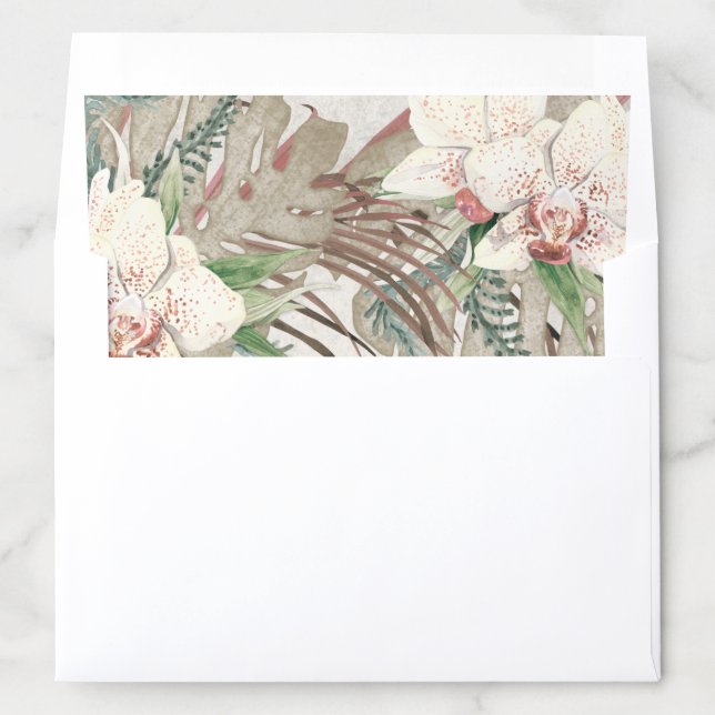 Elegant White Floral Watercolor Jungle Foliage Envelope Liner (In Envelope)