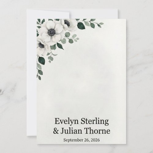 Elegant White Floral Watercolor Wedding Invitation