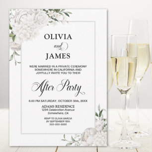 Elegant White Floral Wedding After Party Invitation