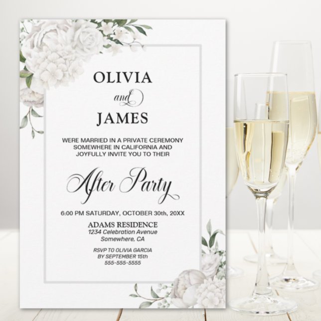 Elegant White Floral Wedding After Party Invitation (Creator Uploaded)