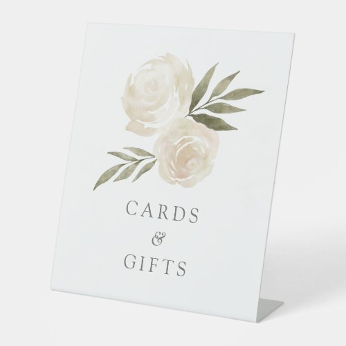 Elegant White Floral Wedding Cards and Gifts Pedes Pedestal Sign