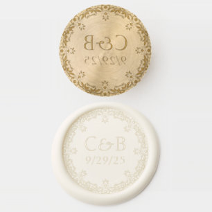 Elegant White Floral Wedding Couple Monogram Wax Seal Stamp