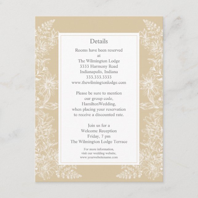 Elegant White Floral Wedding Details Enclosure Card (Front)