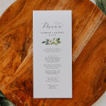 Elegant White Floral Wedding Dinner Menu<br><div class="desc">This elegant white floral wedding dinner menu card is perfect for a classic wedding. The modern vintage design features beautifully romantic ivory and cream watercolor rose and peony flowers with dark green leaves,  greenery and botanicals. This menu can be used for a wedding reception,  rehearsal dinner,  or any event.</div>