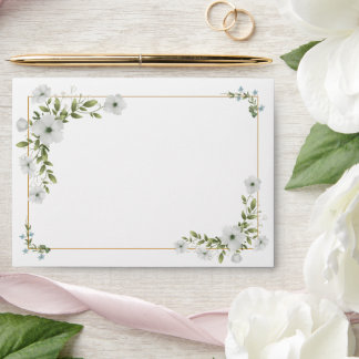 Elegant White Floral Wedding Envelope Liner Design