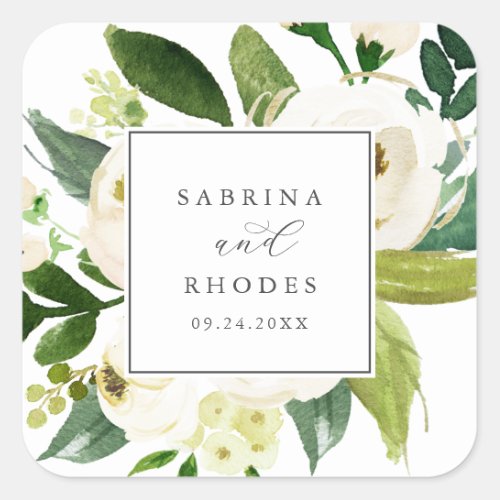 Elegant White Floral Wedding Envelope Seals