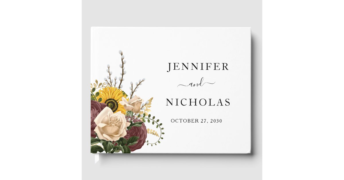 Elegant White Floral Wedding Guest Book | Zazzle