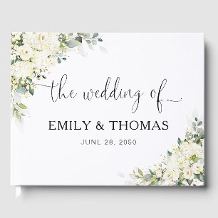 Elegant White Floral Wedding Guest Book
