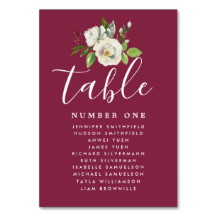 Elegant White Floral Wedding Guest Seating Chart Table Number