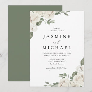 Elegant White Floral Wedding Invitation